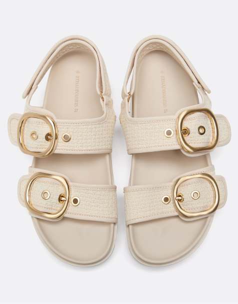 Stradivarius Wide Fit - Sandali bassi da donna écru a pianta larga. - view 1