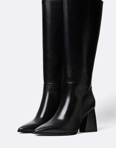 Stradivarius Wide Fit – Stiefel in Schwarz mit hohem Absatz, weite Passform - view 1