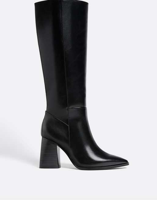 Stradivarius Wide Fit – Stiefel in Schwarz mit hohem Absatz, weite Passform, 3 von 4