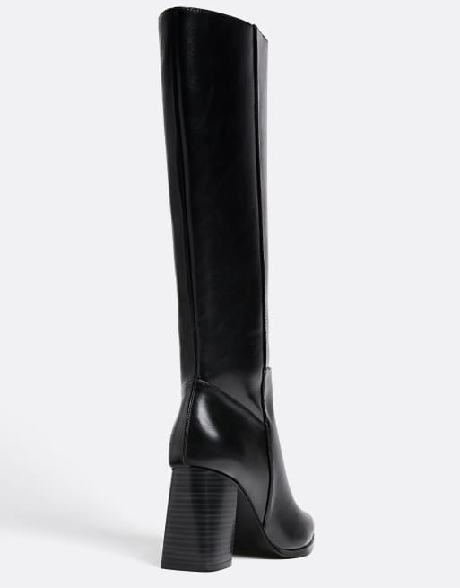 Stradivarius Wide Fit – Stiefel in Schwarz mit hohem Absatz, weite Passform, 4 von 4