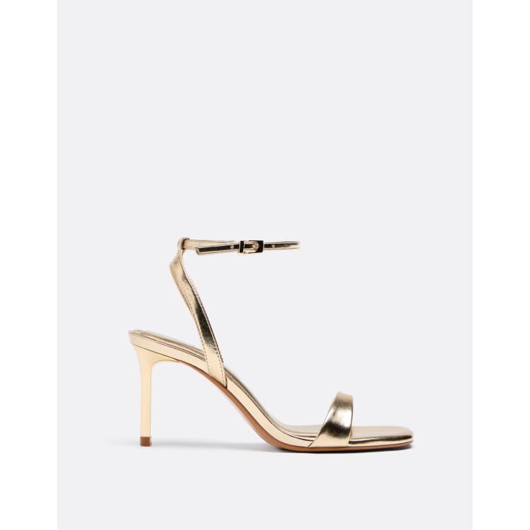 Stradivarius Wide fit. stiletto heel sandals in gold | ASOS