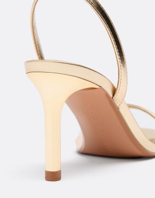 Stradivarius Wide fit. stiletto heel sandals in gold | ASOS