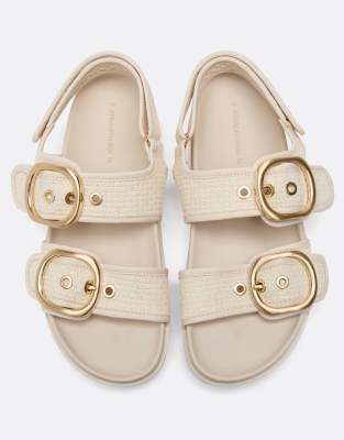  Wide fit. women’s flat fabric sandals in ecru