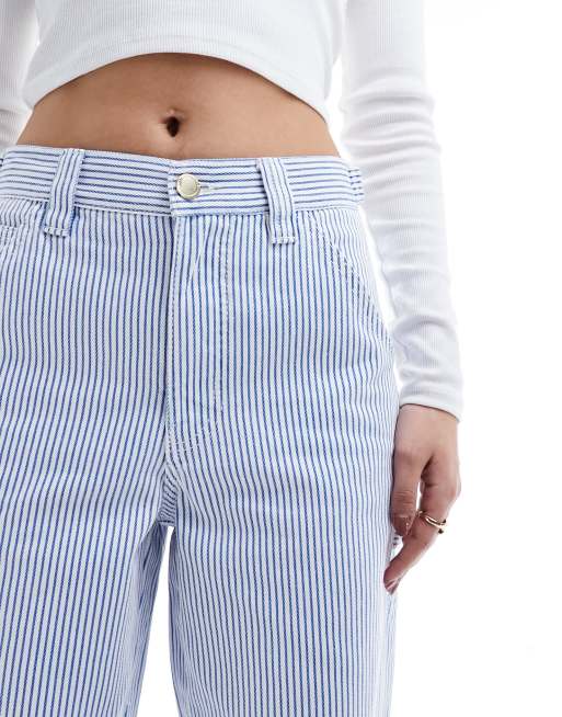 Blue and white pinstripe jeans online