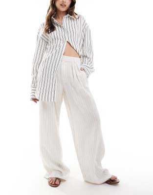 Stradivarius Wide Leg Crinkle Pleat Front Pants In Multi