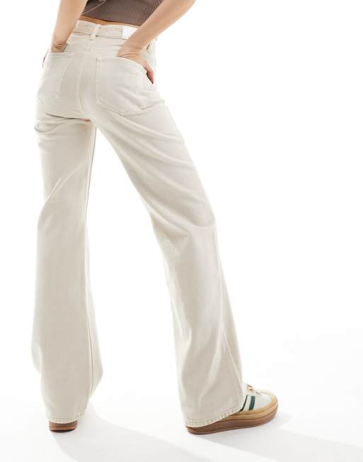 Stradivarius wide leg dad jeans in ecru, 3 of 5