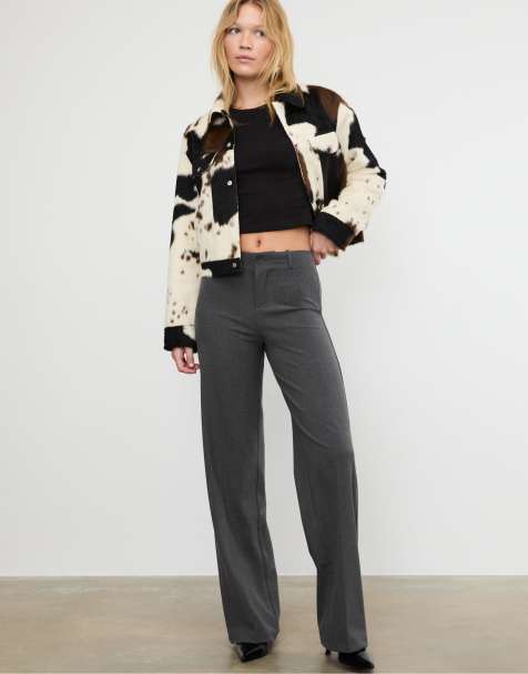 Stradivarius Wide-leg formal wear trousers in dark grey - view 1