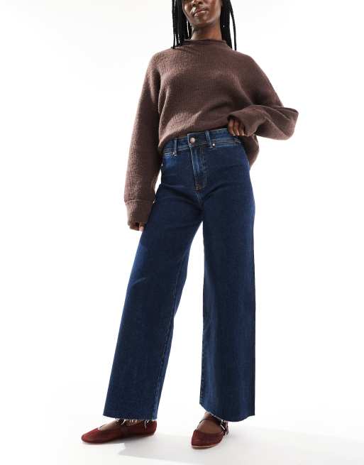Stradivarius wide leg jeans in indigo