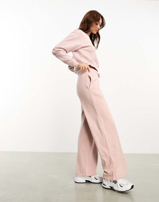 Stradivarius wide leg jogger co ord in blush