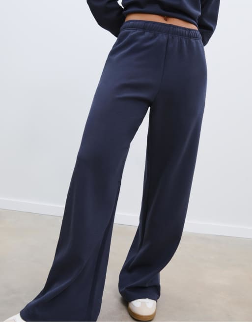 Stradivarius Wide-leg jogger trousers in dark blue, 2 of 7