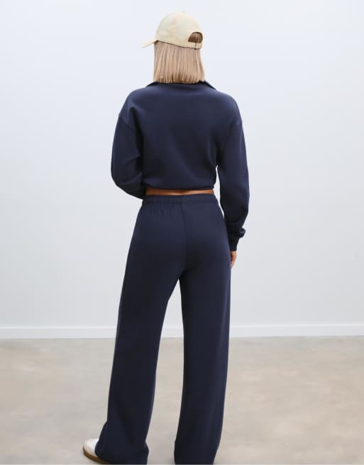 Stradivarius Wide-leg jogger trousers in dark blue, 3 of 7