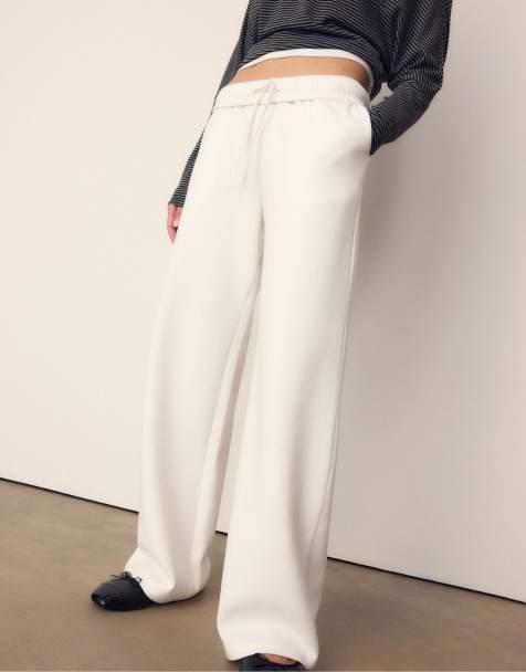 Stradivarius Wide-leg jogger trousers in ecru