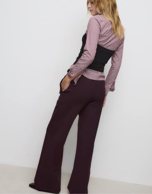Stradivarius Wide-leg jogger trousers in purple, 3 of 7