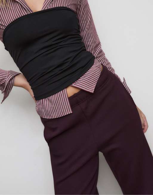 Stradivarius Wide-leg jogger trousers in purple, 4 of 7