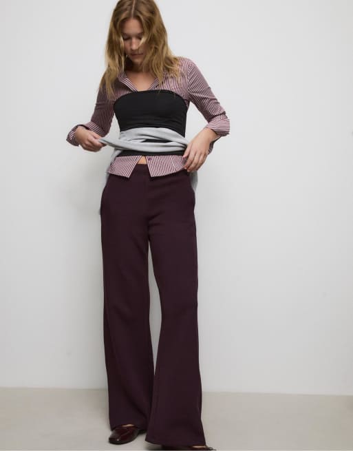 Stradivarius Wide-leg jogger trousers in purple, 5 of 7