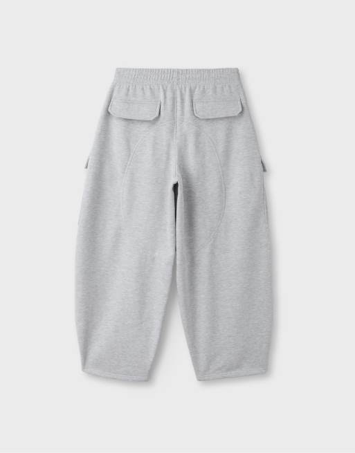 Stradivarius Wide-leg joggers in grey melange, 7 of 7