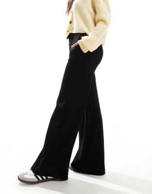 Stradivarius Wide Leg Knit Pants In Black