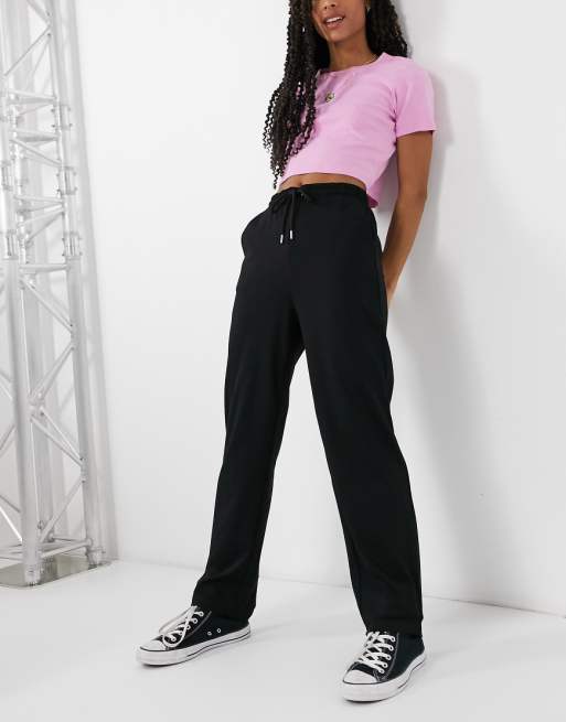 Stradivarius wide leg pants in black | ASOS