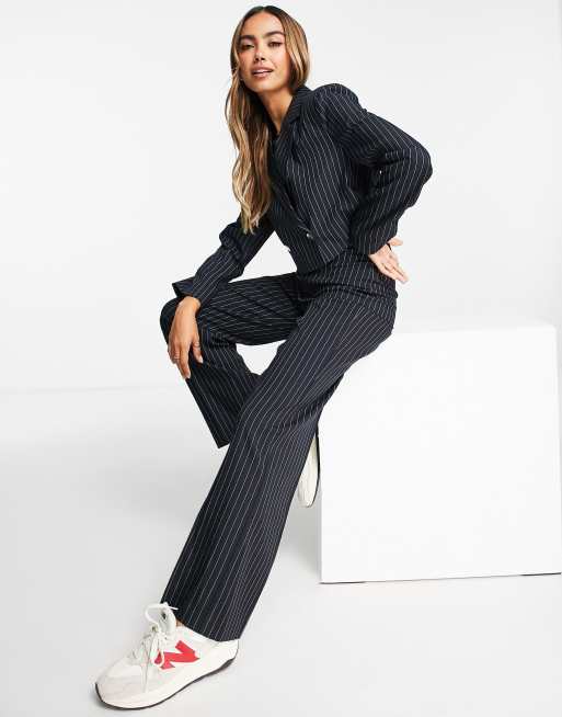 Stradivarius wide leg pants in stripe 
