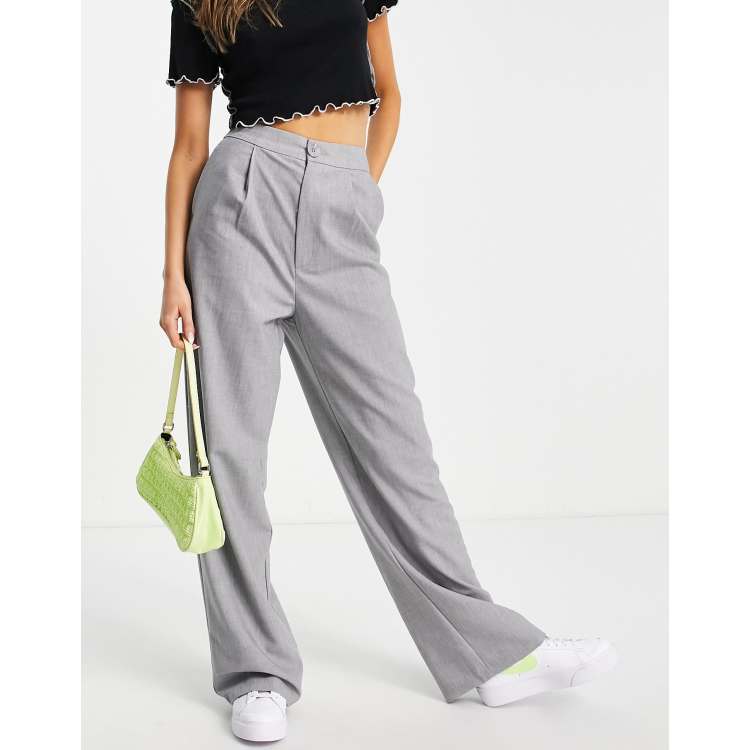 Stradivarius wide leg relaxed dad pant in gray