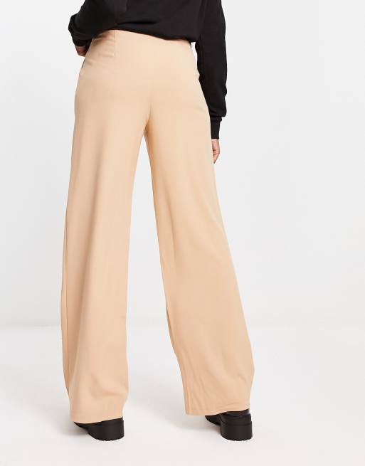 Stradivarius Petite wide leg relaxed dad pants in beige