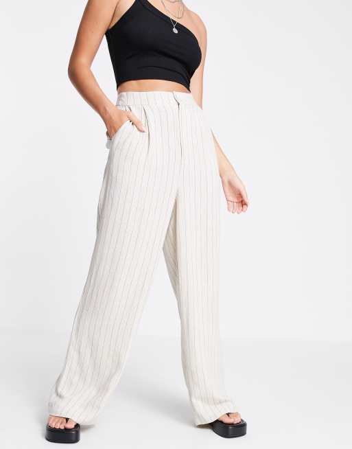 Stradivarius wide leg relaxed dad pants in stripe