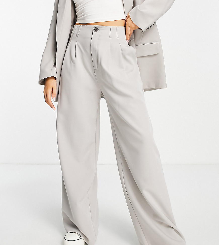 Stradivarius wide leg relaxed dad pants with side stripe in slate gray-Grey