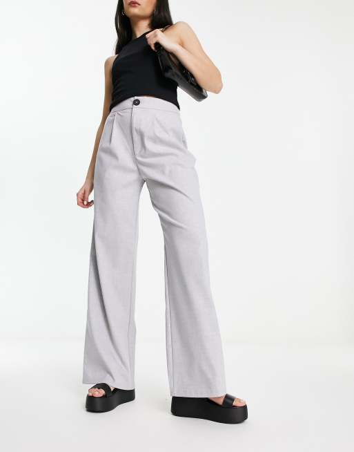 Stradivarius dad faux leather trousers in cream