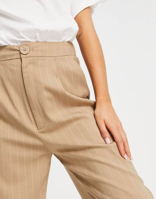 Beige cheap striped trousers