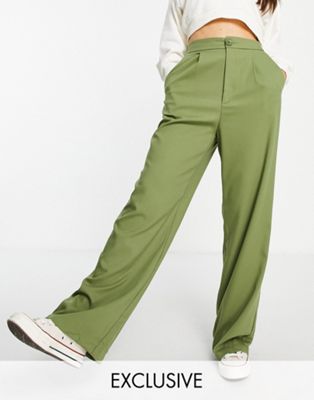 Stradivarius wide leg relaxed dad trousers co-ord in light khaki
