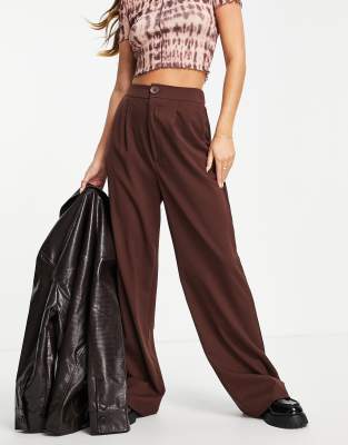 chocolate brown wide leg trousers