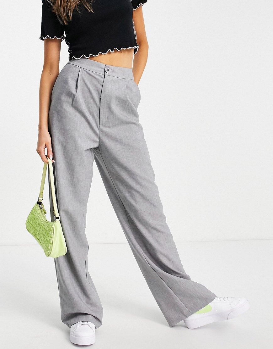 Stradivarius wide leg relaxed dad trousers in grey