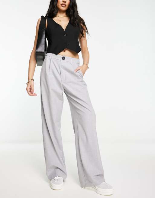 Stradivarius wide leg relaxed trousers in grey