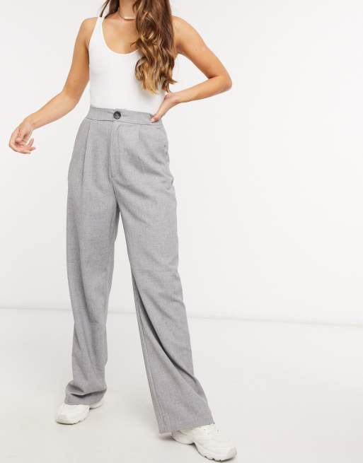 Stradivarius Petite tailored wide leg pants in gray