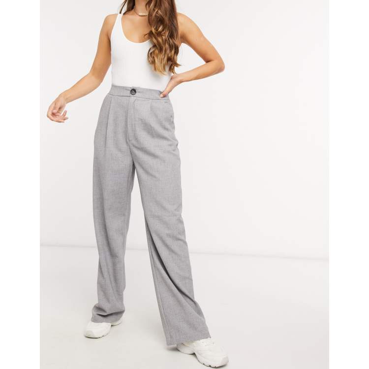 Stradivarius tailored drawstring waist trouser in grey pinstripe