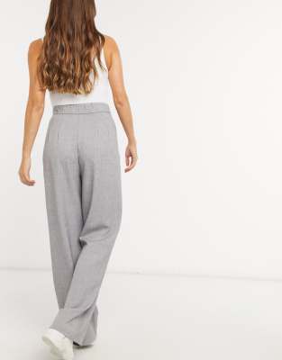 Stradivarius wide leg relaxed trousers in grey