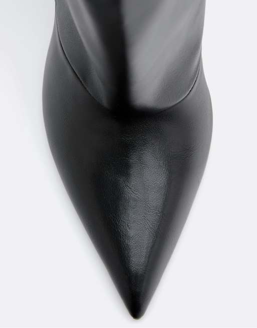 Stradivarius Wide-leg stiletto boots in black, 5 of 6