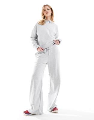 Stradivarius Wide Leg Sweatpants In Gray Heather