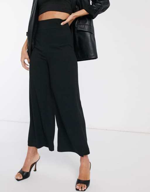 Stradivarius wide leg tailored pants in black | ASOS