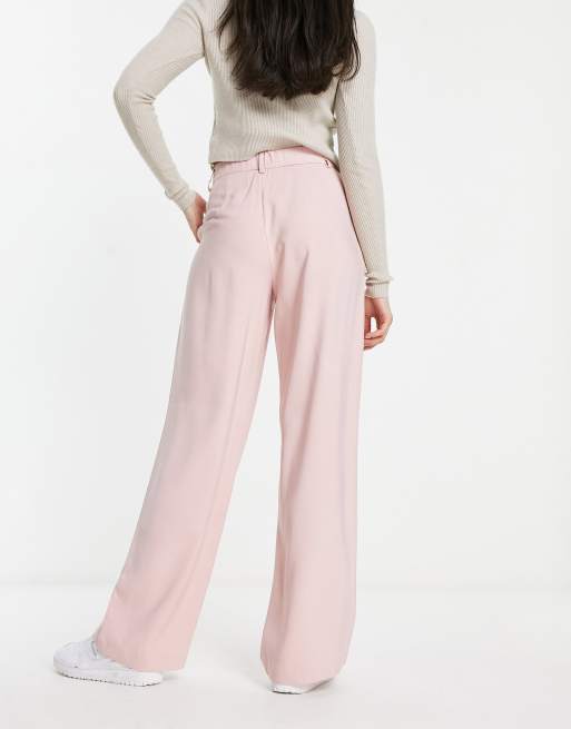 Stradivarius wide leg tailored trouser in pink