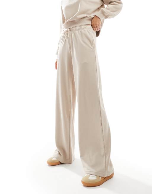 Stradivarius wide leg trackies in beige (part of a set) ASOS