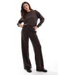 [Stradivarius] Stradivarius wide leg trackies in chocolate (part of a set)-Brown L BROWN