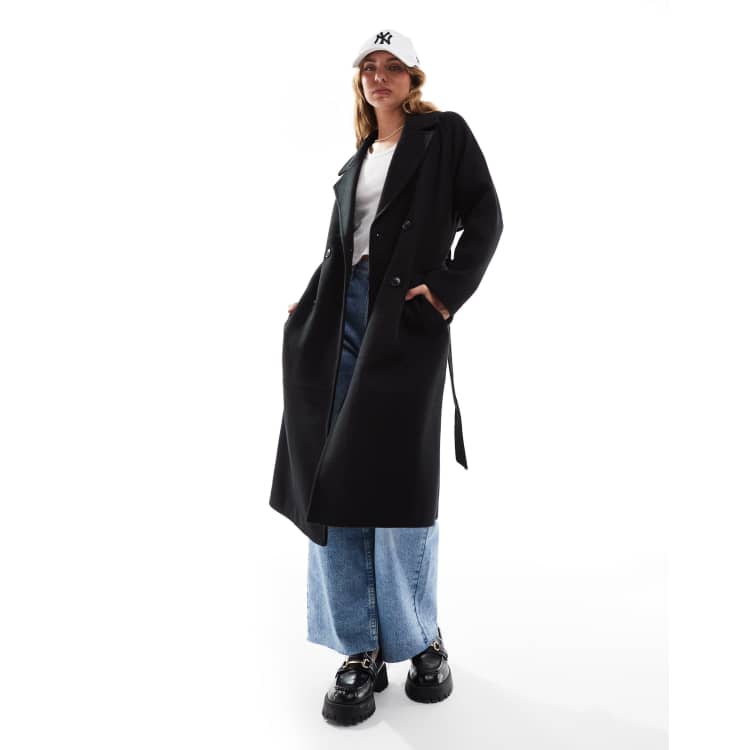 Wool Coat Long Jacket With Belt Stradivarius Wool Look Jacket With