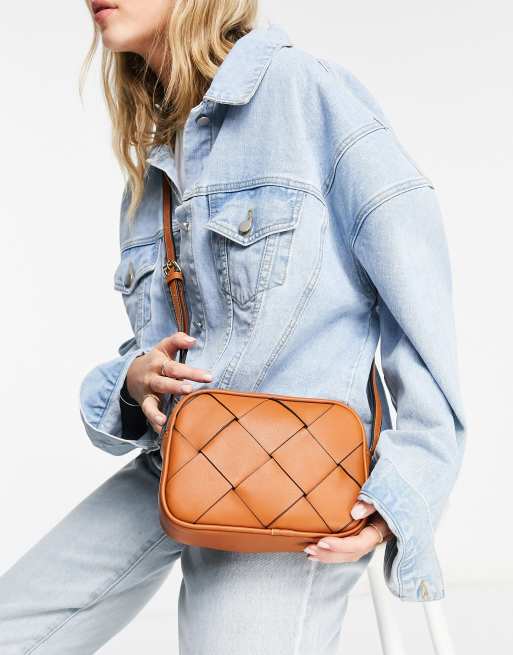 Stradivarius woven crossbody bag in brown ASOS