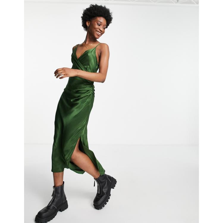 Zara green satin clearance dress