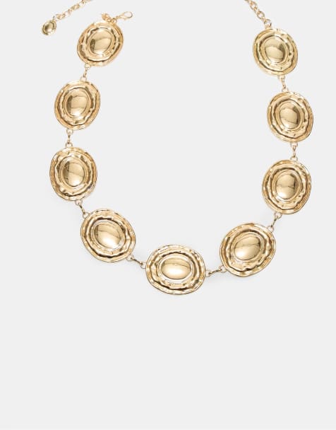 Stradivarius XL metalliskt cirkelskärp i guld - view 1