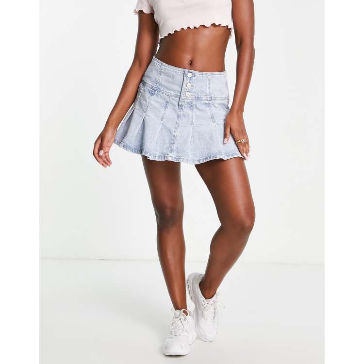 Denim pleated hem skirt sale