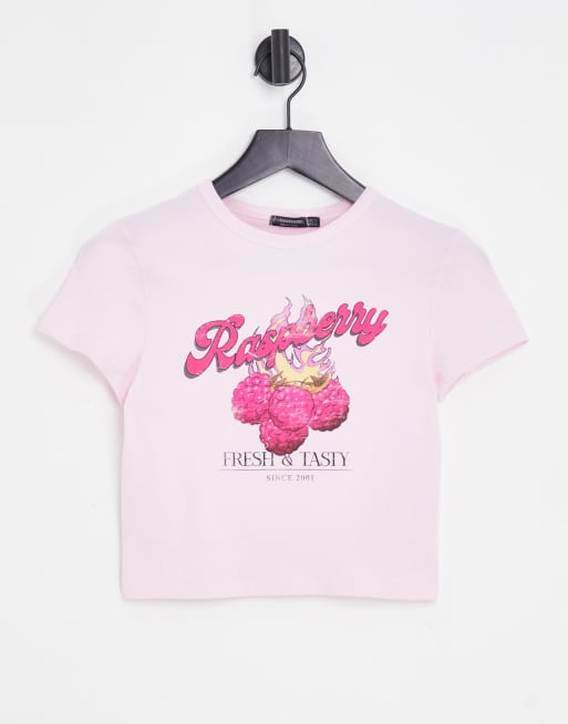 Stradivarius – Y2K – T-shirt med frukttryck
