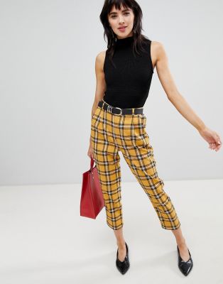 plaid yellow and black pants