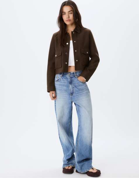 Stradivarius - Zacht kort jack in bruin - view 1